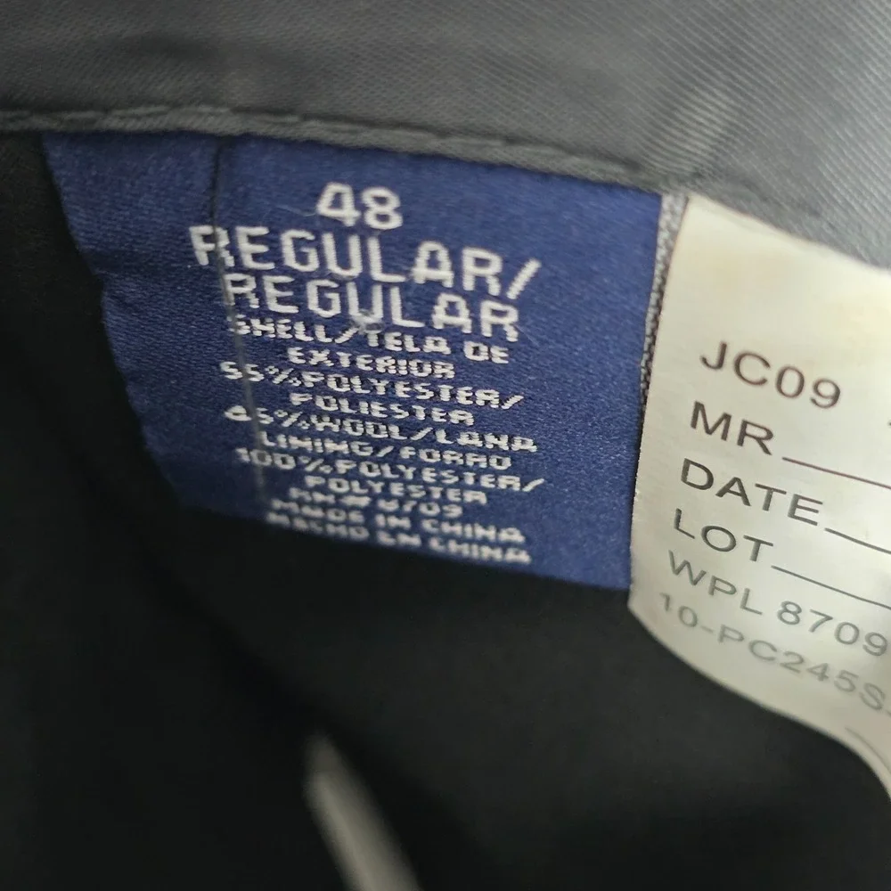 Stafford‎ Essentials Men's Sport Coat Blazer Two Button Gray Poly Wool Blend 48R